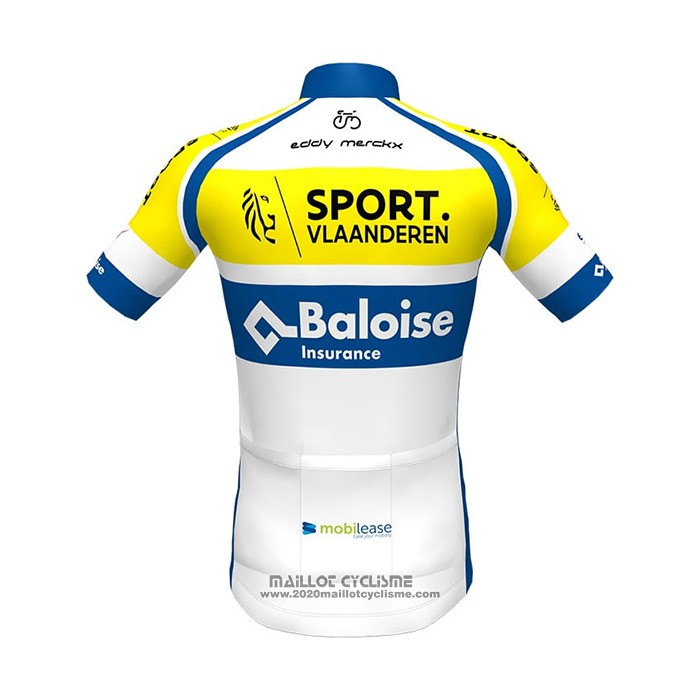 2021 Maillot Cyclisme Sport Vlaanderen-baloise Bleu Blanc Jaune Manches Courtes et Cuissard